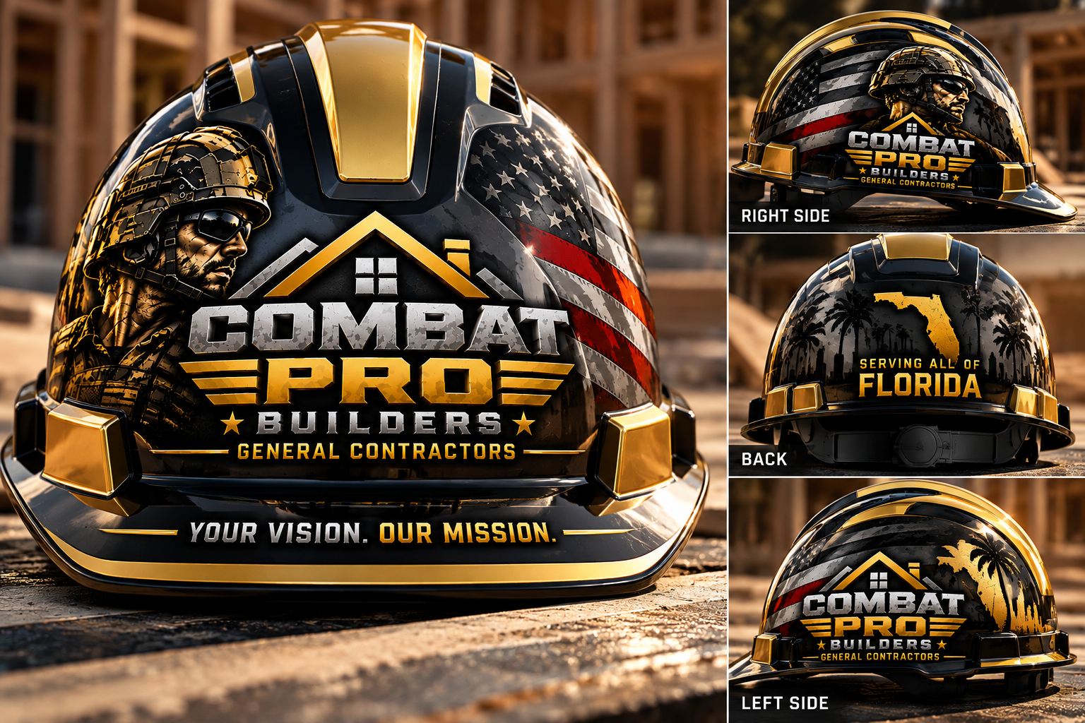 Combat Pro Builders hard hat showcase